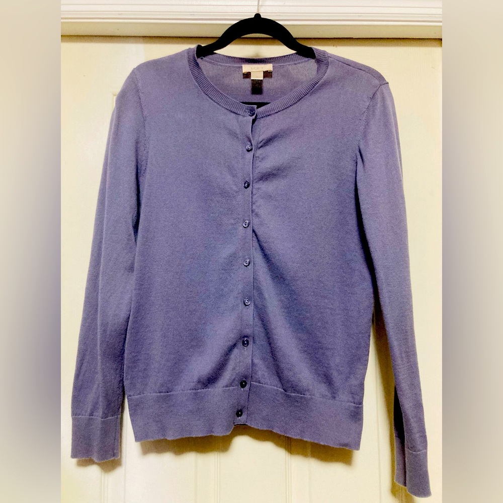 LOFT Crew Neck Buttoned Down Cardigan Sweater